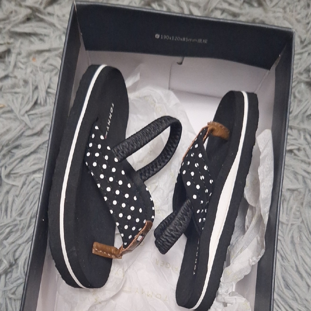 Tommy Hilfiger Black and White Polka Dot Baby Sandals